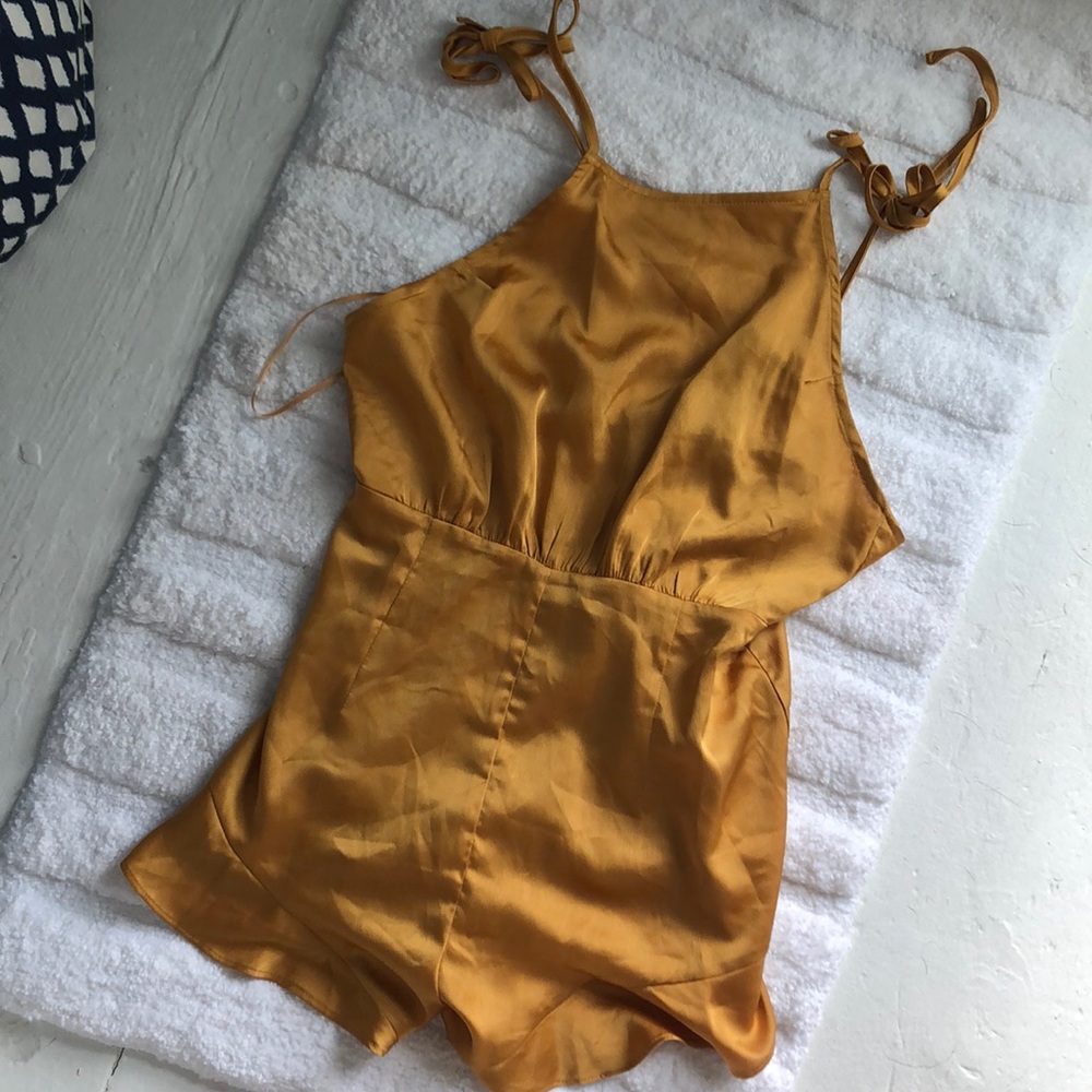 Gold satin romper